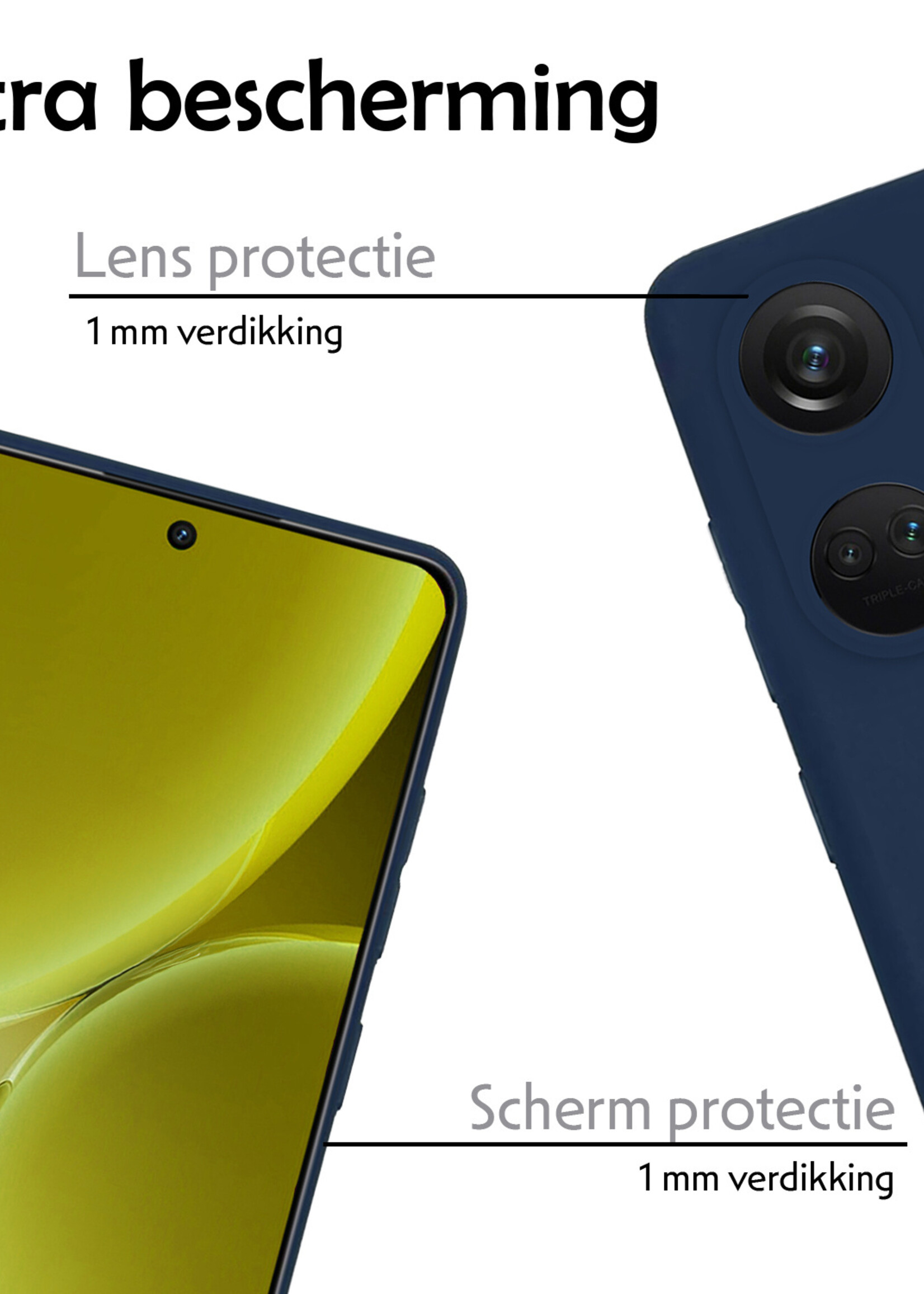 LUQ Hoesje Geschikt voor OnePlus Nord 3 Hoesje Siliconen Case - Hoes Geschikt voor OnePlus Nord 3 Hoes Siliconen - Donkerblauw - 2 Stuks