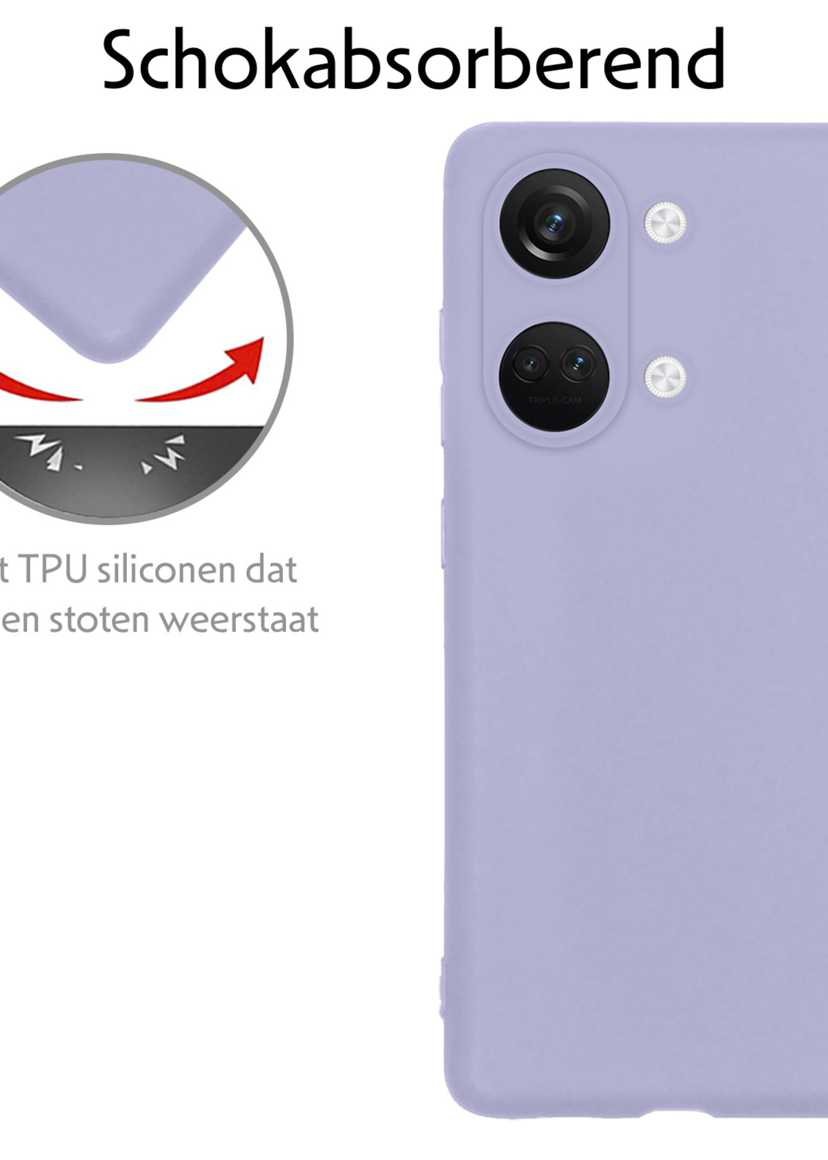 LUQ Hoesje Geschikt voor OnePlus Nord 3 Hoesje Siliconen Case - Hoes Geschikt voor OnePlus Nord 3 Hoes Siliconen - Lila - 2 Stuks