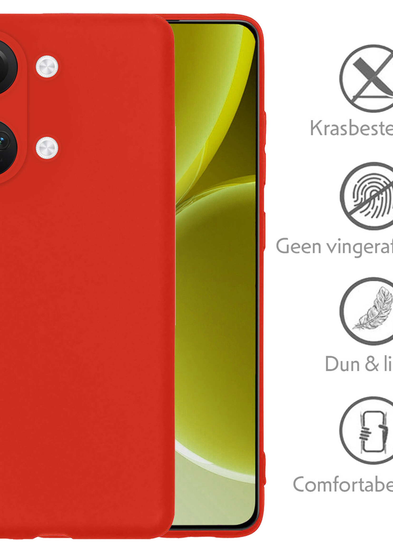 LUQ Hoesje Geschikt voor OnePlus Nord 3 Hoesje Siliconen Case - Hoes Geschikt voor OnePlus Nord 3 Hoes Siliconen - Rood - 2 Stuks