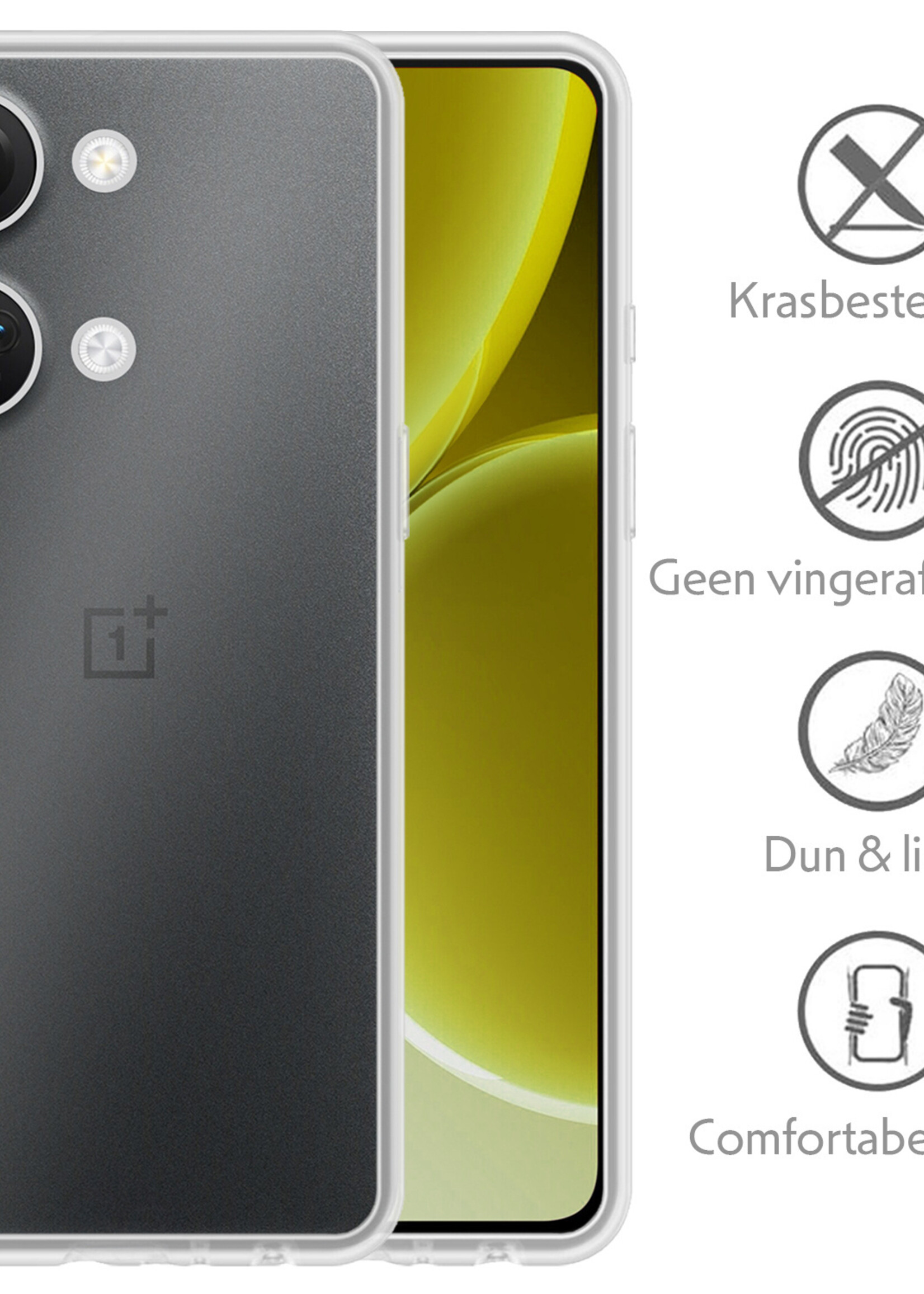 LUQ Hoesje Geschikt voor OnePlus Nord 3 Hoesje Siliconen Case - Hoes Geschikt voor OnePlus Nord 3 Hoes Siliconen - Transparant - 2 Stuks