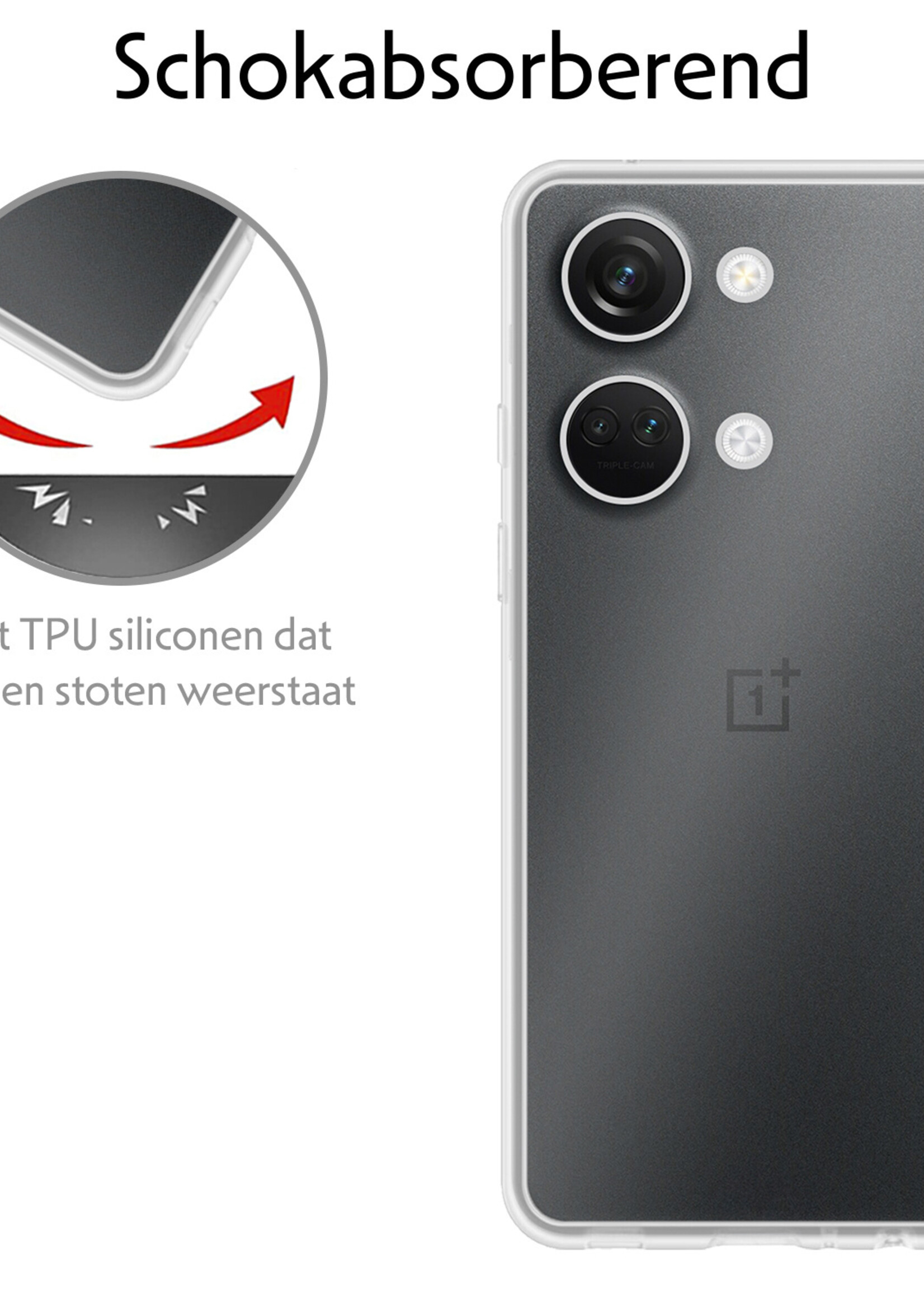 LUQ Hoesje Geschikt voor OnePlus Nord 3 Hoesje Siliconen Case - Hoes Geschikt voor OnePlus Nord 3 Hoes Siliconen - Transparant - 2 Stuks