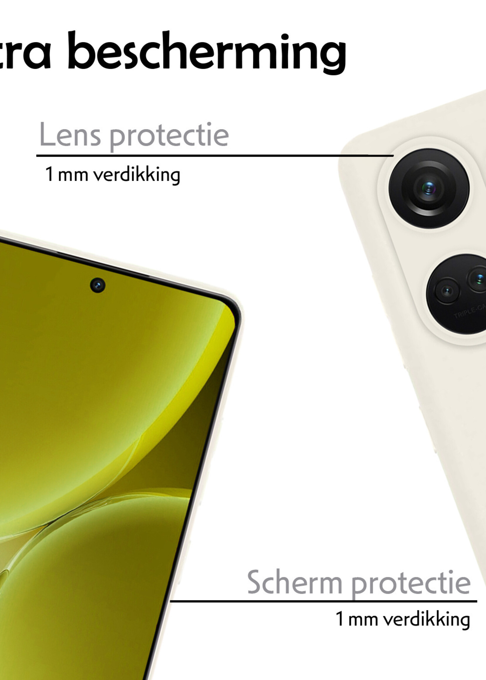 LUQ Hoesje Geschikt voor OnePlus Nord 3 Hoesje Siliconen Case - Hoes Geschikt voor OnePlus Nord 3 Hoes Siliconen - Wit - 2 Stuks