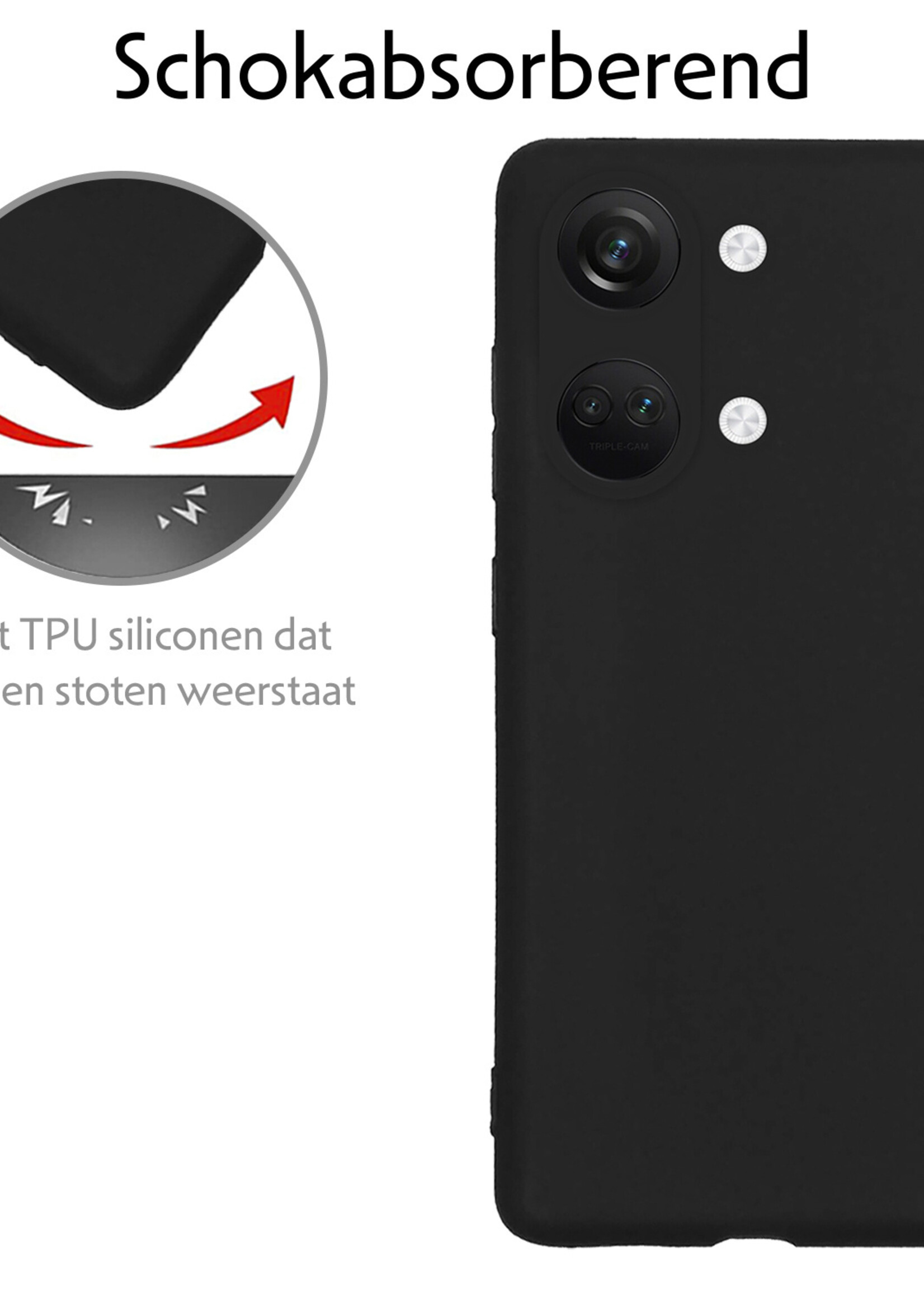 LUQ Hoesje Geschikt voor OnePlus Nord 3 Hoesje Siliconen Case - Hoes Geschikt voor OnePlus Nord 3 Hoes Siliconen - Zwart - 2 Stuks