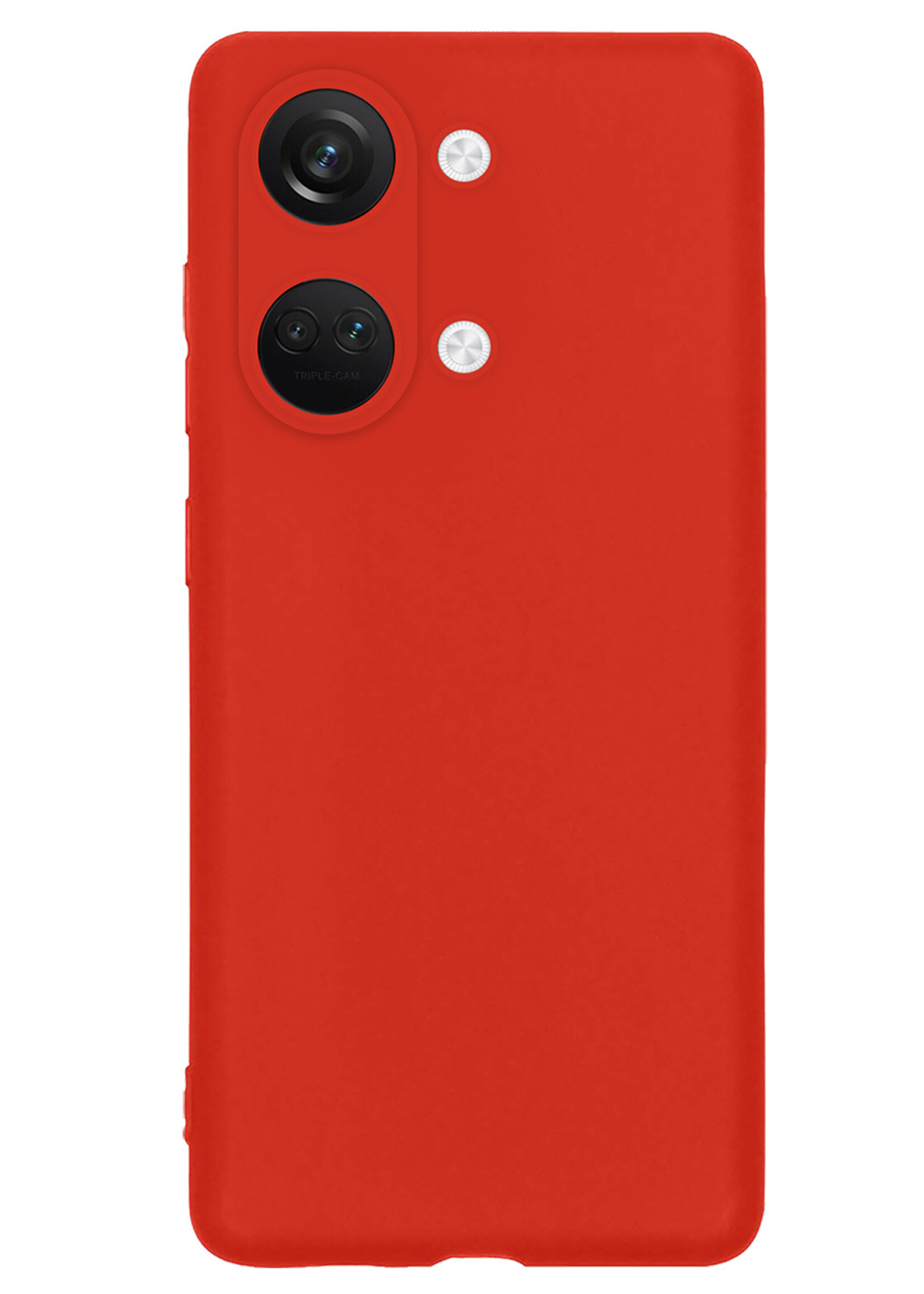 LUQ Hoesje Geschikt voor OnePlus Nord 3 Hoesje Siliconen Case Met Screenprotector - Hoes Geschikt voor OnePlus Nord 3 Hoes Siliconen - Rood