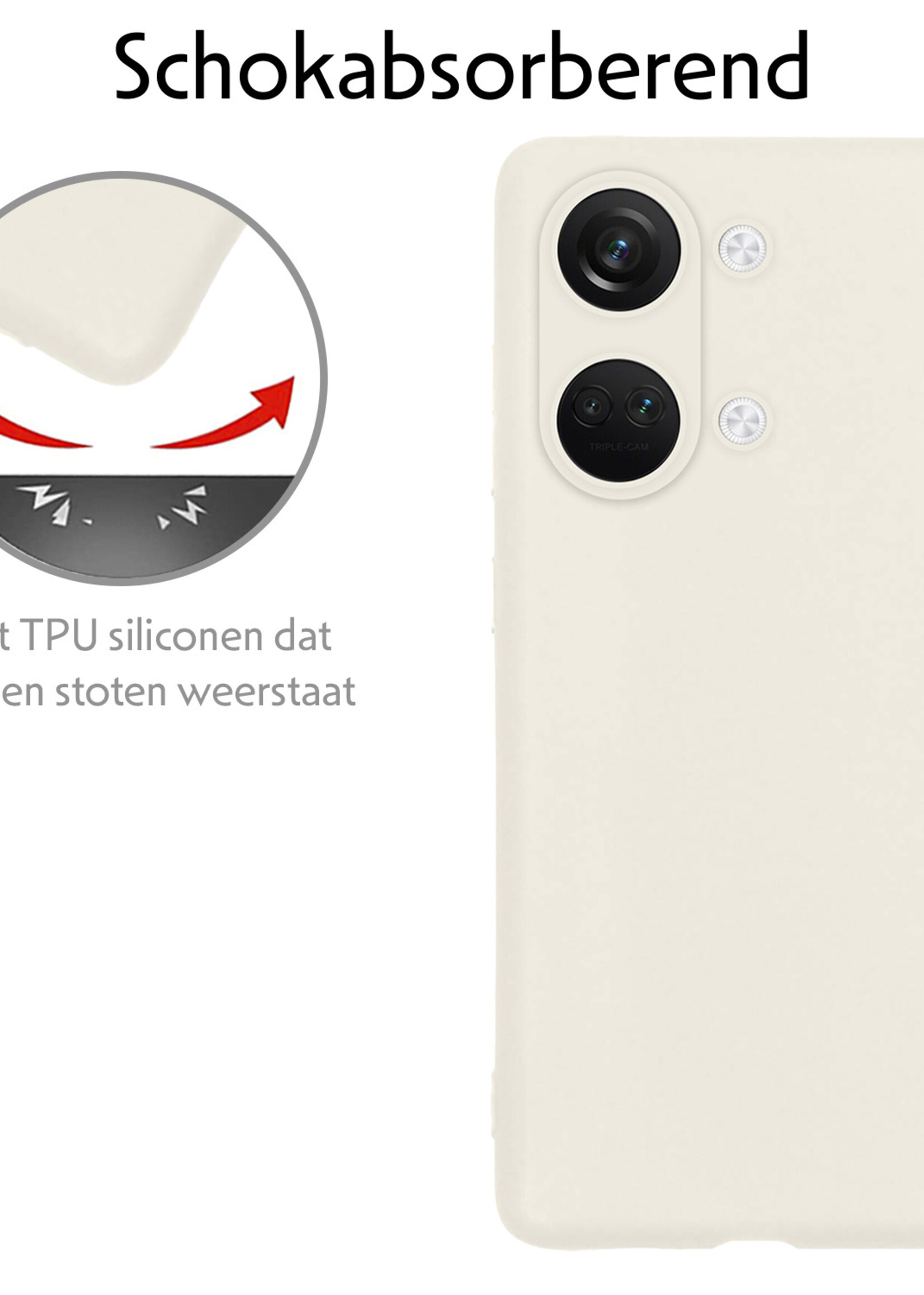 LUQ Hoesje Geschikt voor OnePlus Nord 3 Hoesje Siliconen Case Met Screenprotector - Hoes Geschikt voor OnePlus Nord 3 Hoes Siliconen - Wit