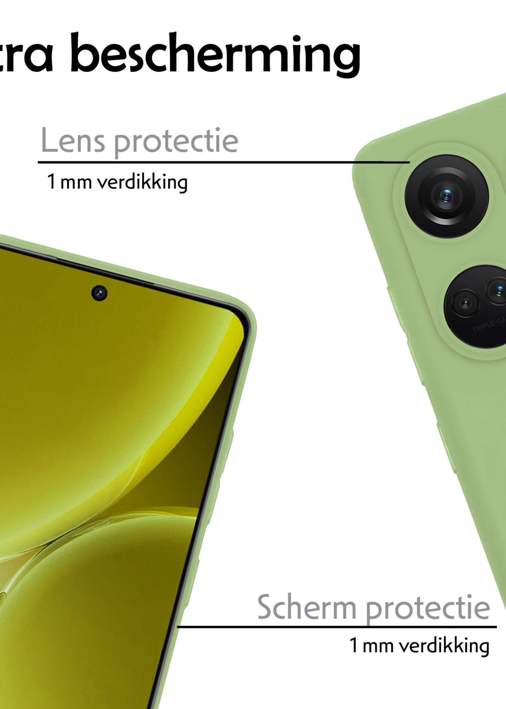 LUQ Hoesje Geschikt voor OnePlus Nord 3 Hoesje Siliconen Case Met 2x Screenprotector - Hoes Geschikt voor OnePlus Nord 3 Hoes Siliconen - Groen