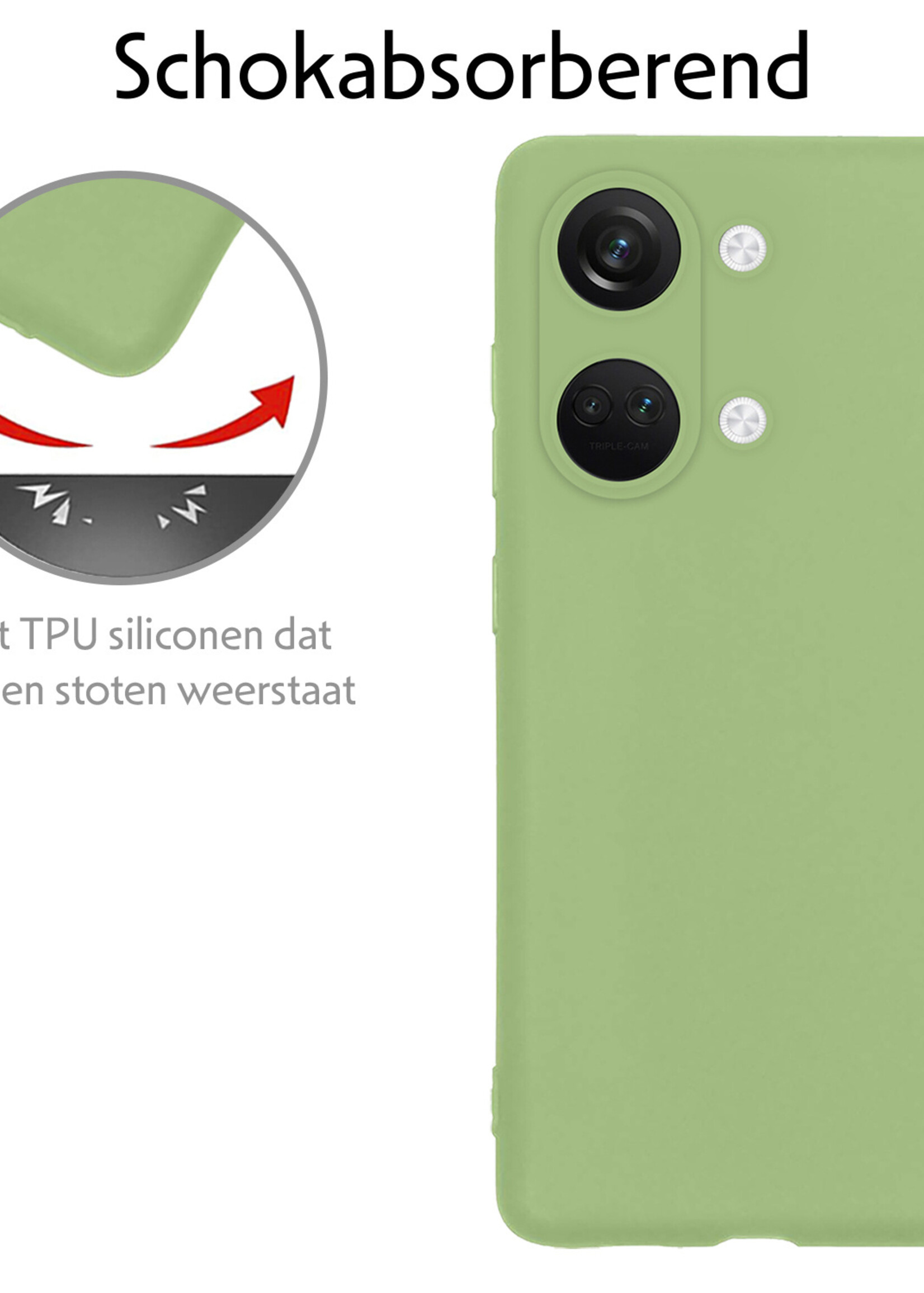 LUQ Hoesje Geschikt voor OnePlus Nord 3 Hoesje Siliconen Case Met 2x Screenprotector - Hoes Geschikt voor OnePlus Nord 3 Hoes Siliconen - Groen