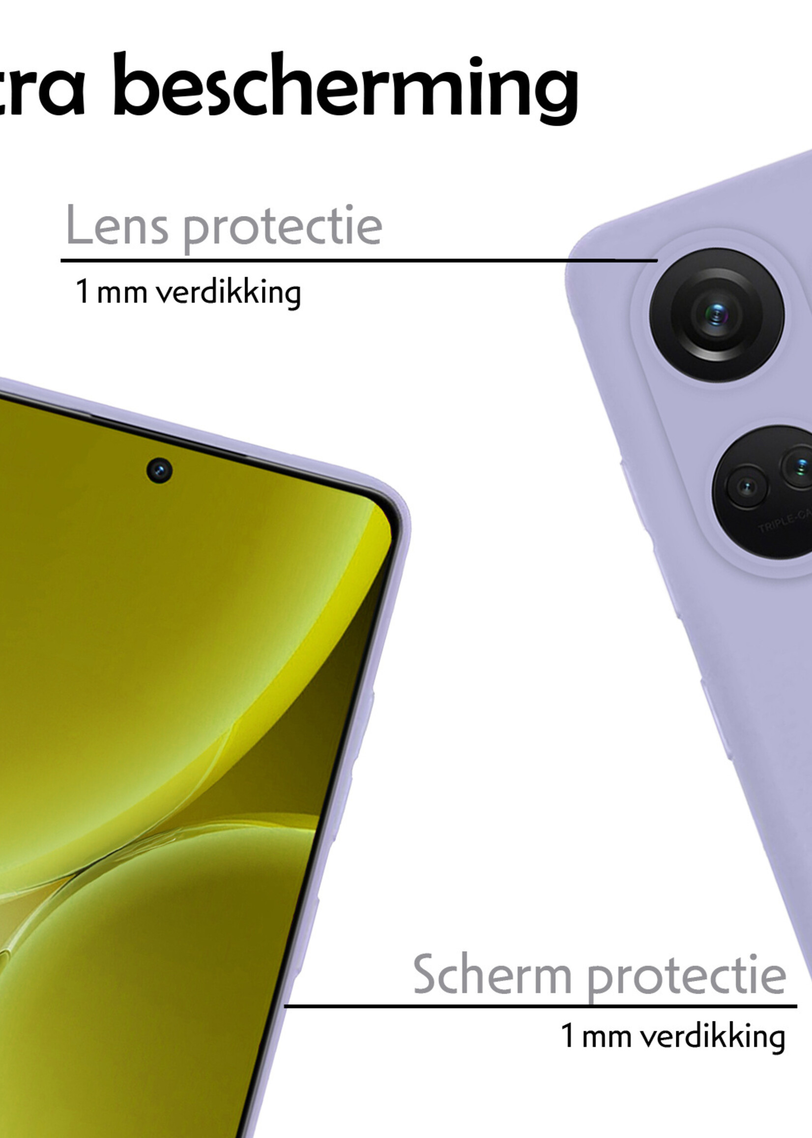 LUQ Hoesje Geschikt voor OnePlus Nord 3 Hoesje Siliconen Case Met 2x Screenprotector - Hoes Geschikt voor OnePlus Nord 3 Hoes Siliconen - Lila