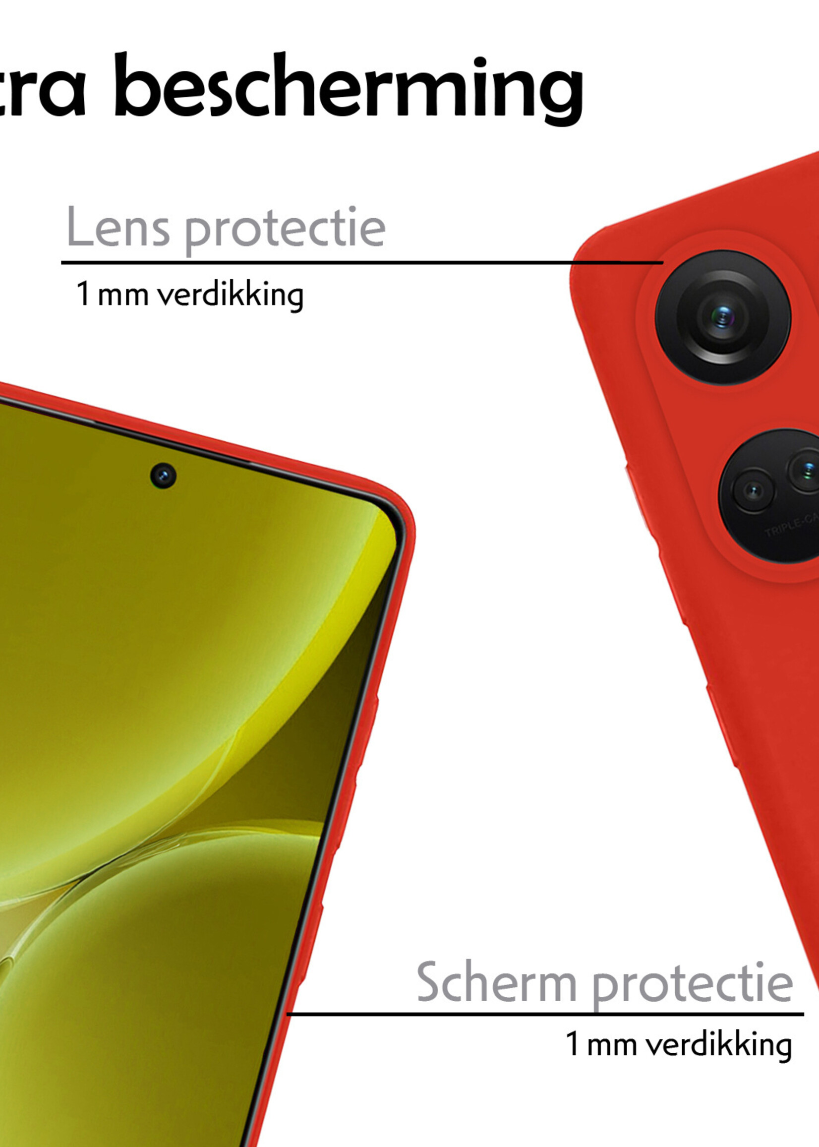 LUQ Hoesje Geschikt voor OnePlus Nord 3 Hoesje Siliconen Case Met 2x Screenprotector - Hoes Geschikt voor OnePlus Nord 3 Hoes Siliconen - Rood