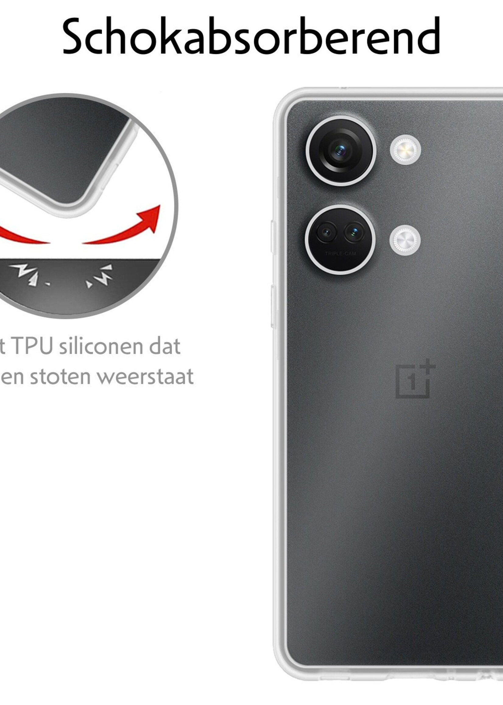 LUQ Hoesje Geschikt voor OnePlus Nord 3 Hoesje Siliconen Case Met 2x Screenprotector - Hoes Geschikt voor OnePlus Nord 3 Hoes Siliconen - Transparant