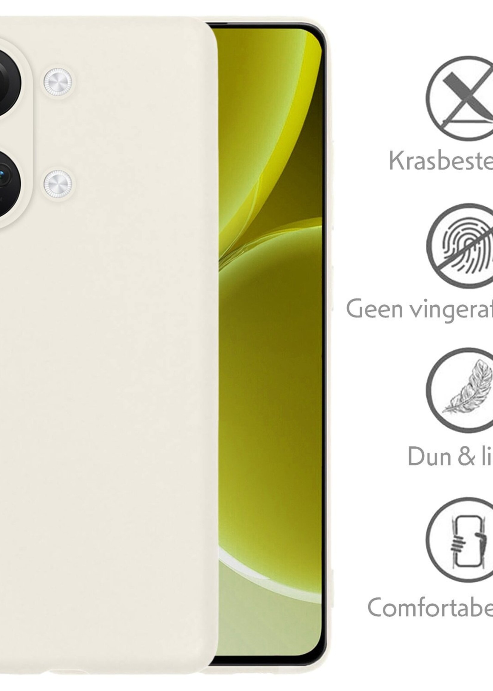 LUQ Hoesje Geschikt voor OnePlus Nord 3 Hoesje Siliconen Case Met 2x Screenprotector - Hoes Geschikt voor OnePlus Nord 3 Hoes Siliconen - Wit