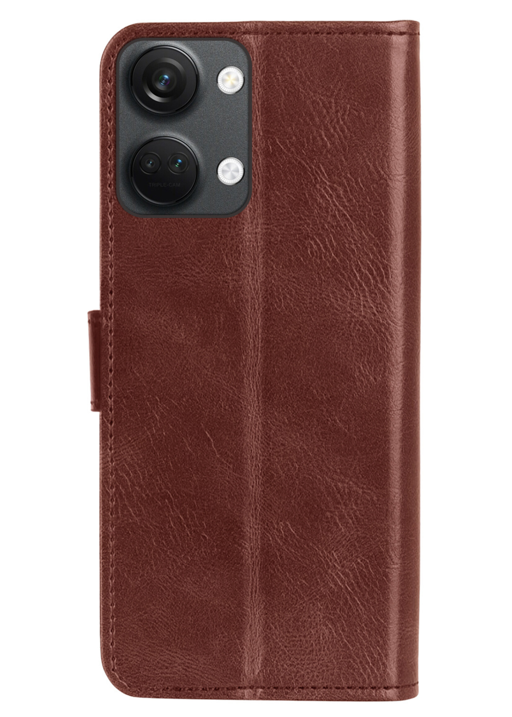 LUQ Hoesje Geschikt voor OnePlus Nord 3 Hoesje Book Case Hoes Wallet Cover Met Screenprotector - Hoes Geschikt voor OnePlus Nord 3 Hoesje Bookcase Hoes - Bruin