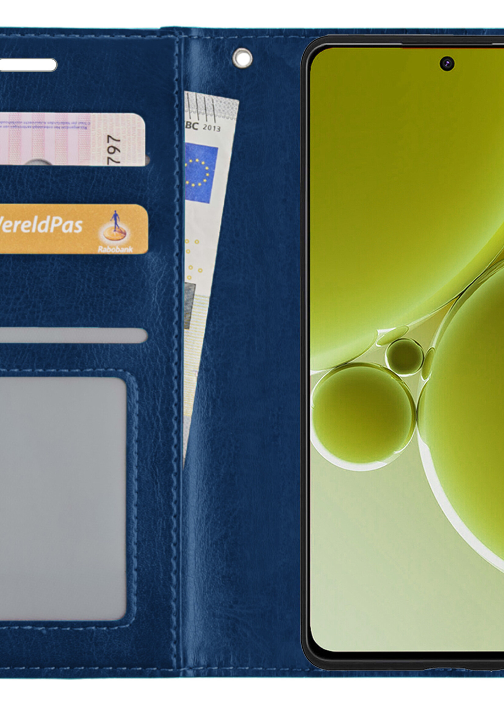 LUQ Hoesje Geschikt voor OnePlus Nord 3 Hoesje Book Case Hoes Wallet Cover Met Screenprotector - Hoes Geschikt voor OnePlus Nord 3 Hoesje Bookcase Hoes - Donkerblauw