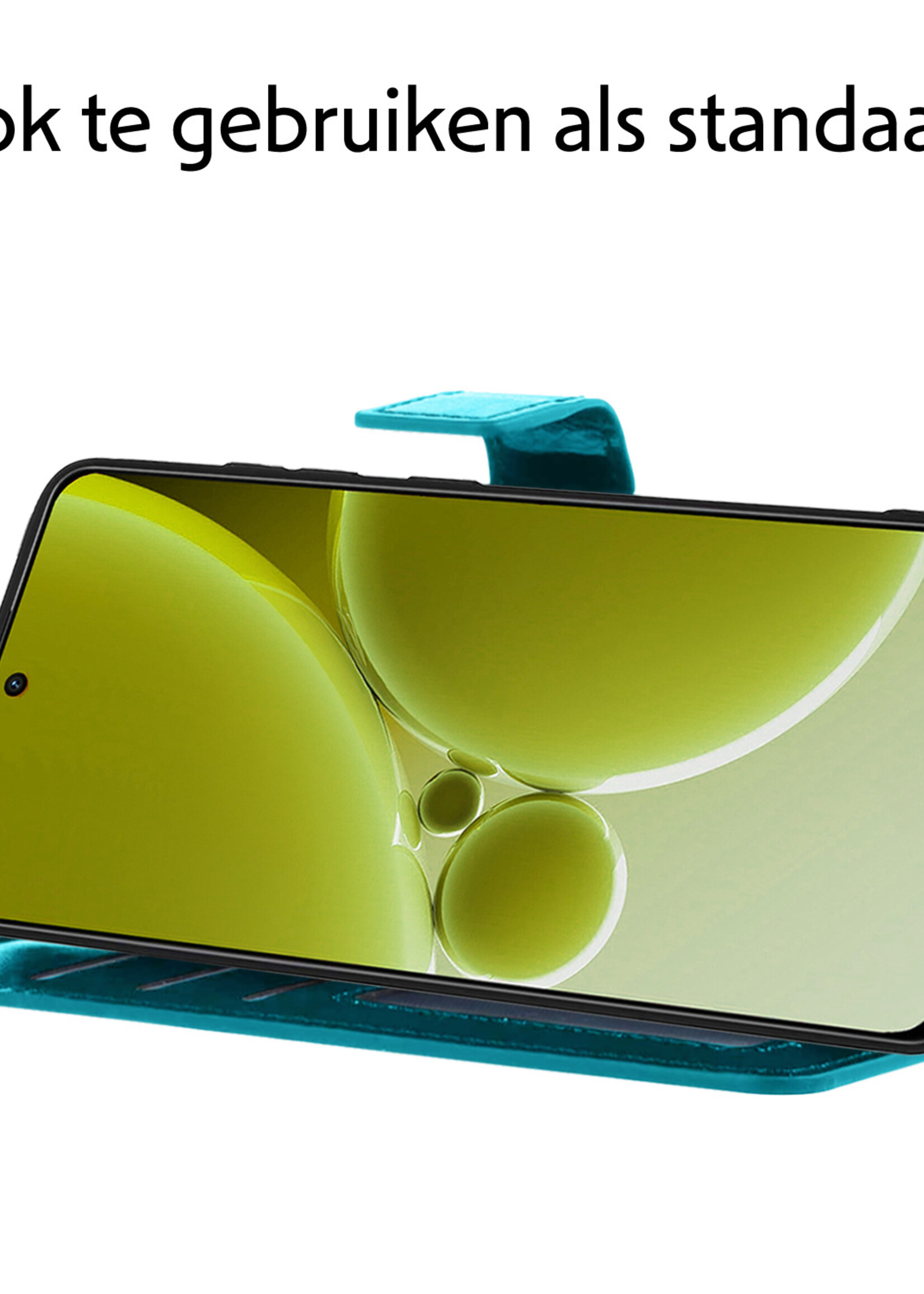 LUQ Hoesje Geschikt voor OnePlus Nord 3 Hoesje Book Case Hoes Wallet Cover Met Screenprotector - Hoes Geschikt voor OnePlus Nord 3 Hoesje Bookcase Hoes - Turquoise