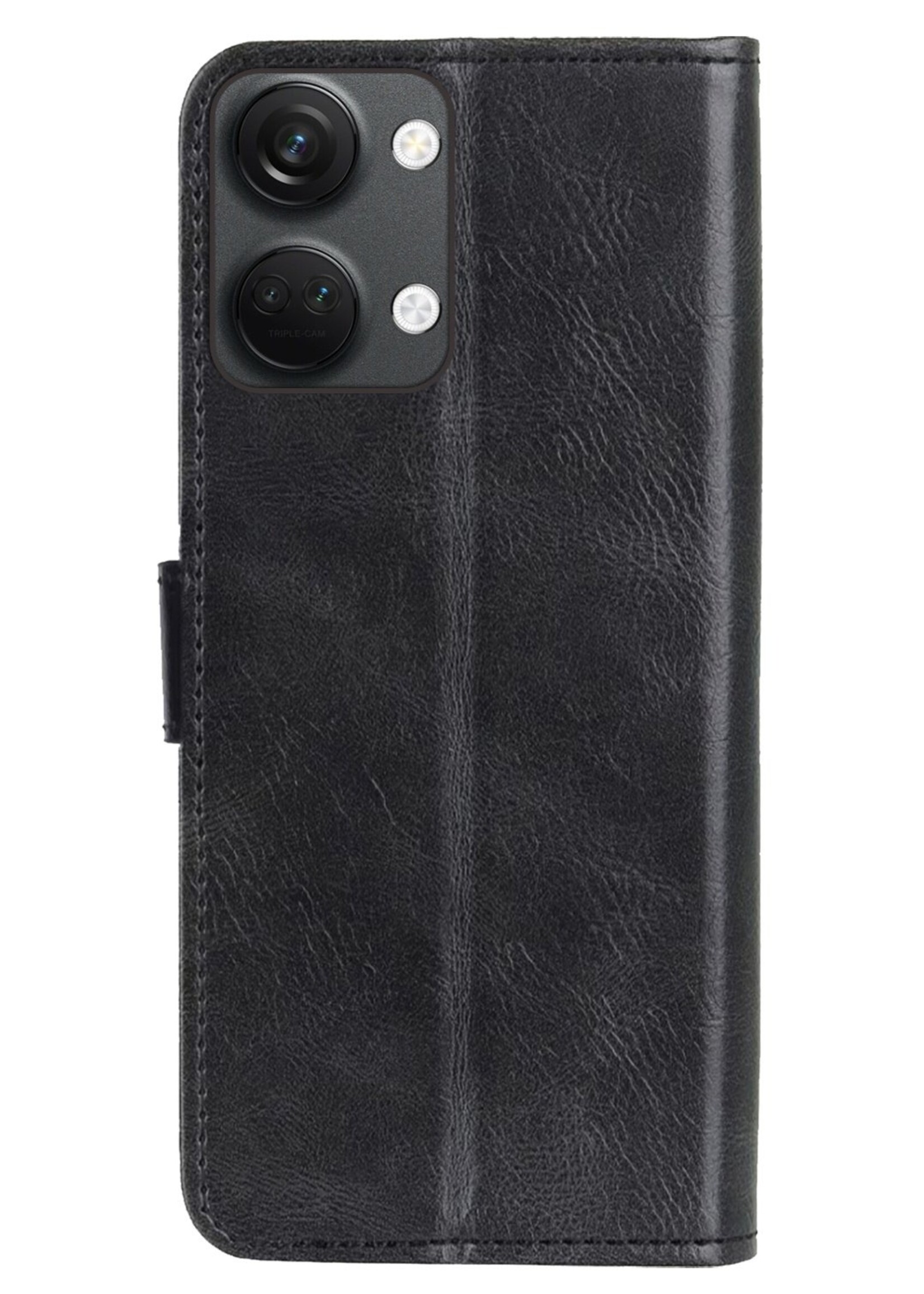 LUQ Hoesje Geschikt voor OnePlus Nord 3 Hoesje Book Case Hoes Wallet Cover Met 2x Screenprotector - Hoes Geschikt voor OnePlus Nord 3 Hoesje Bookcase Hoes - Zwart