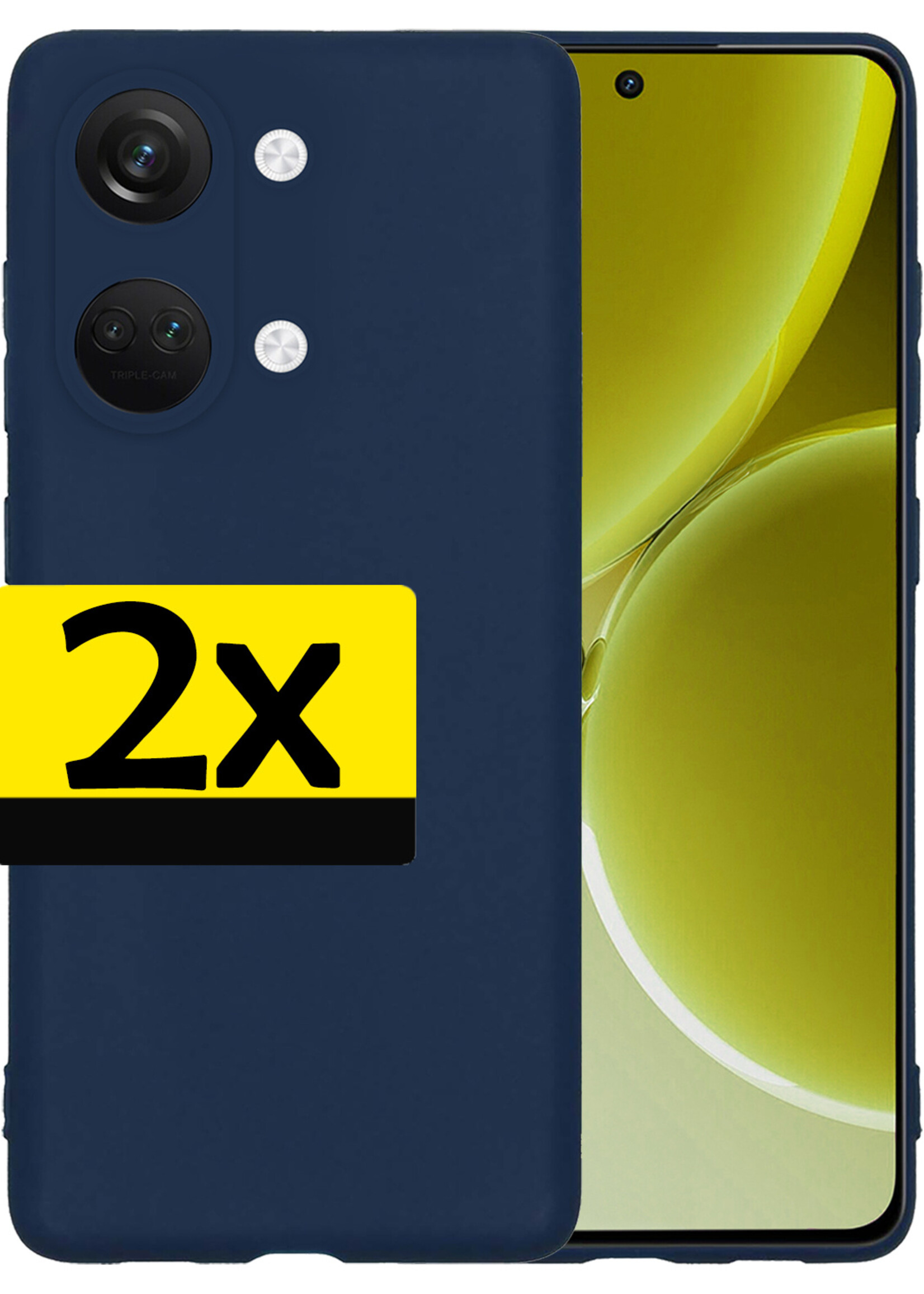 LUQ Hoesje Geschikt voor OnePlus Nord 3 Hoesje Siliconen Case - Hoes Geschikt voor OnePlus Nord 3 Hoes Siliconen - Donkerblauw - 2 Stuks