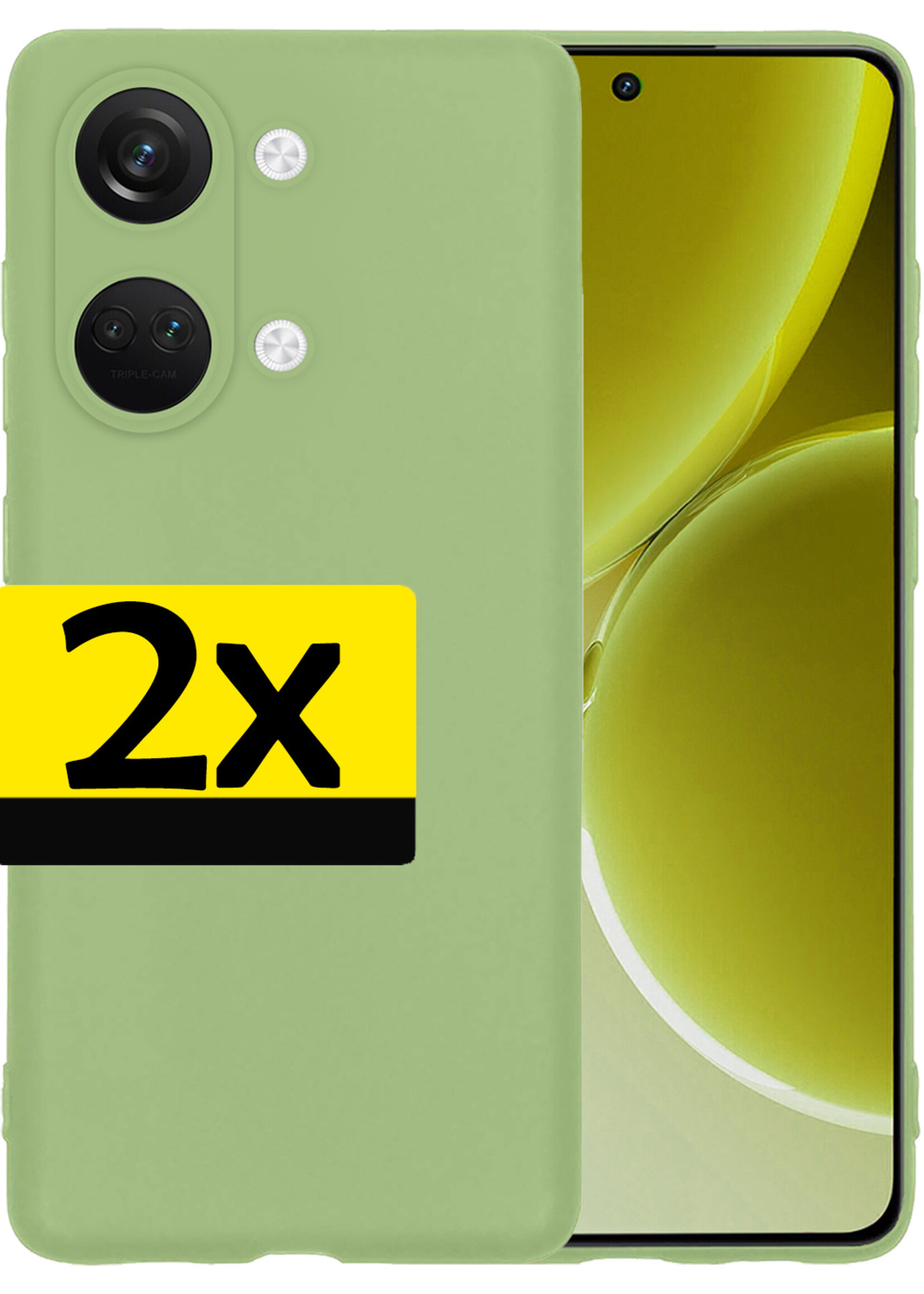 LUQ Hoesje Geschikt voor OnePlus Nord 3 Hoesje Siliconen Case - Hoes Geschikt voor OnePlus Nord 3 Hoes Siliconen - Groen - 2 Stuks