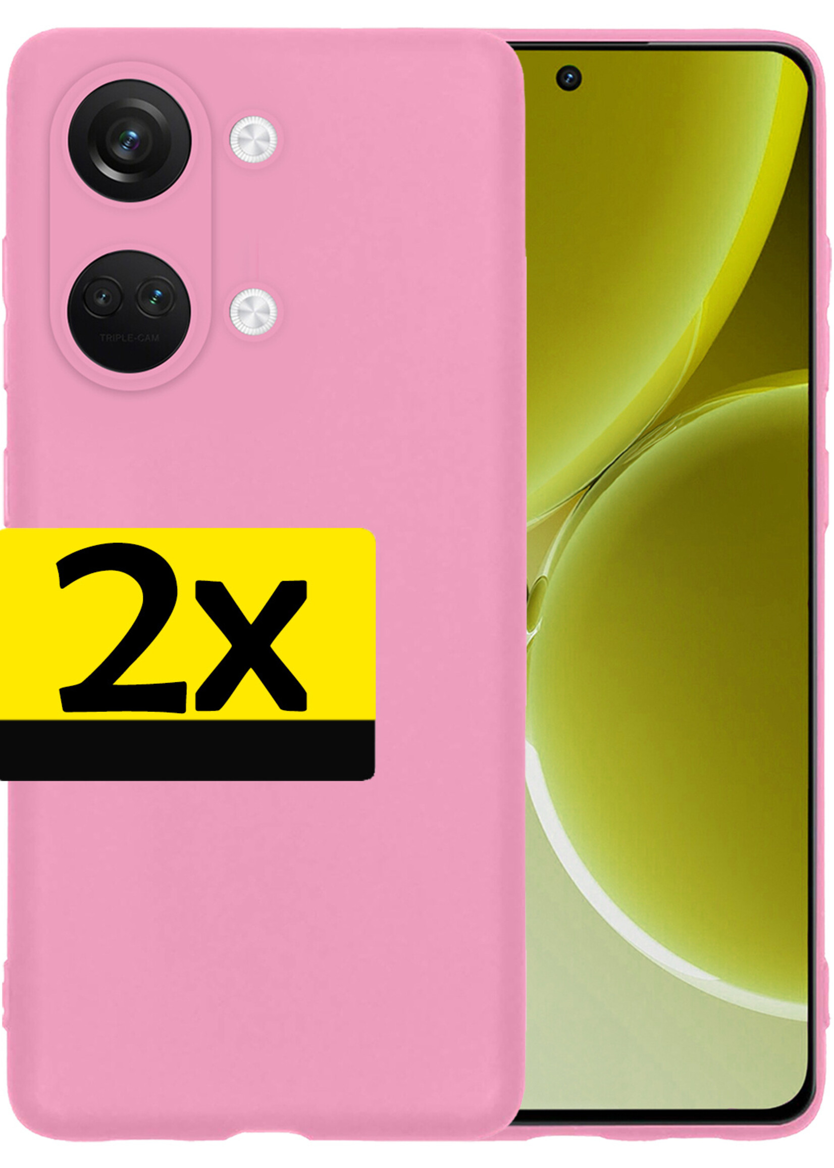 LUQ Hoesje Geschikt voor OnePlus Nord 3 Hoesje Siliconen Case - Hoes Geschikt voor OnePlus Nord 3 Hoes Siliconen - Lichtroze - 2 Stuks