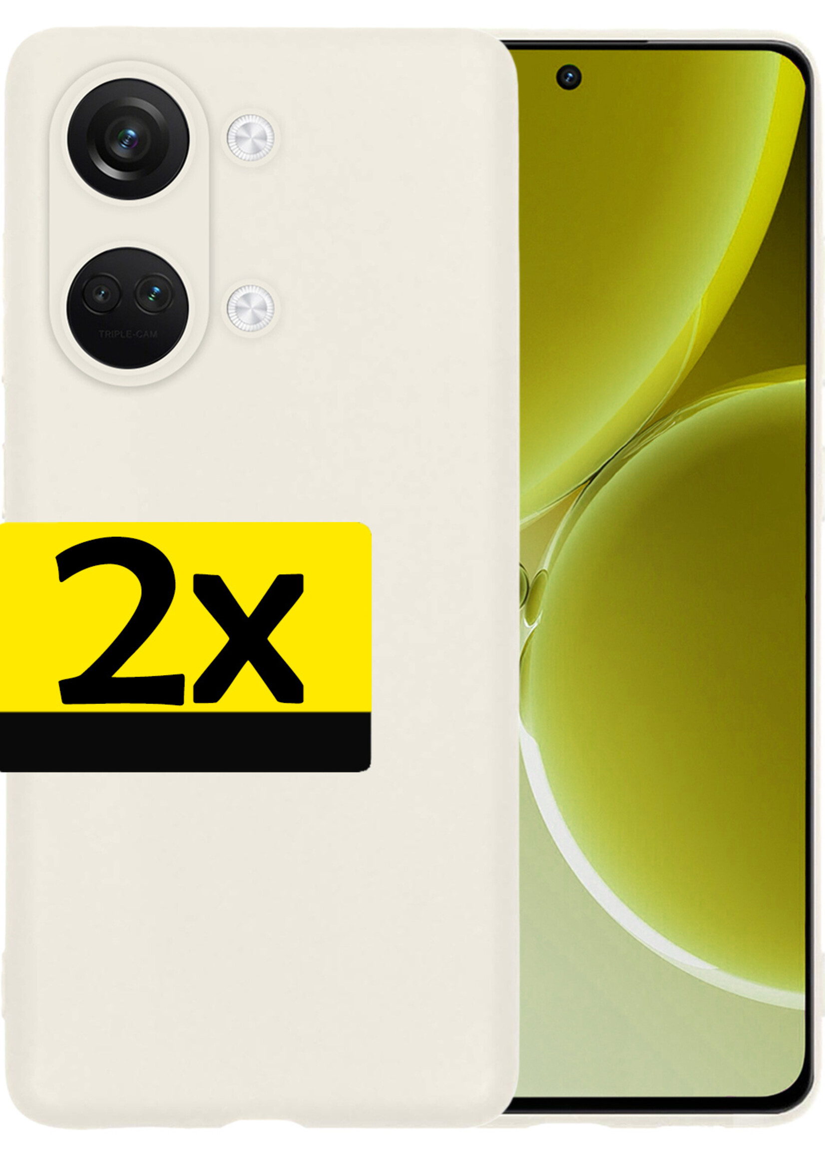 LUQ Hoesje Geschikt voor OnePlus Nord 3 Hoesje Siliconen Case - Hoes Geschikt voor OnePlus Nord 3 Hoes Siliconen - Wit - 2 Stuks