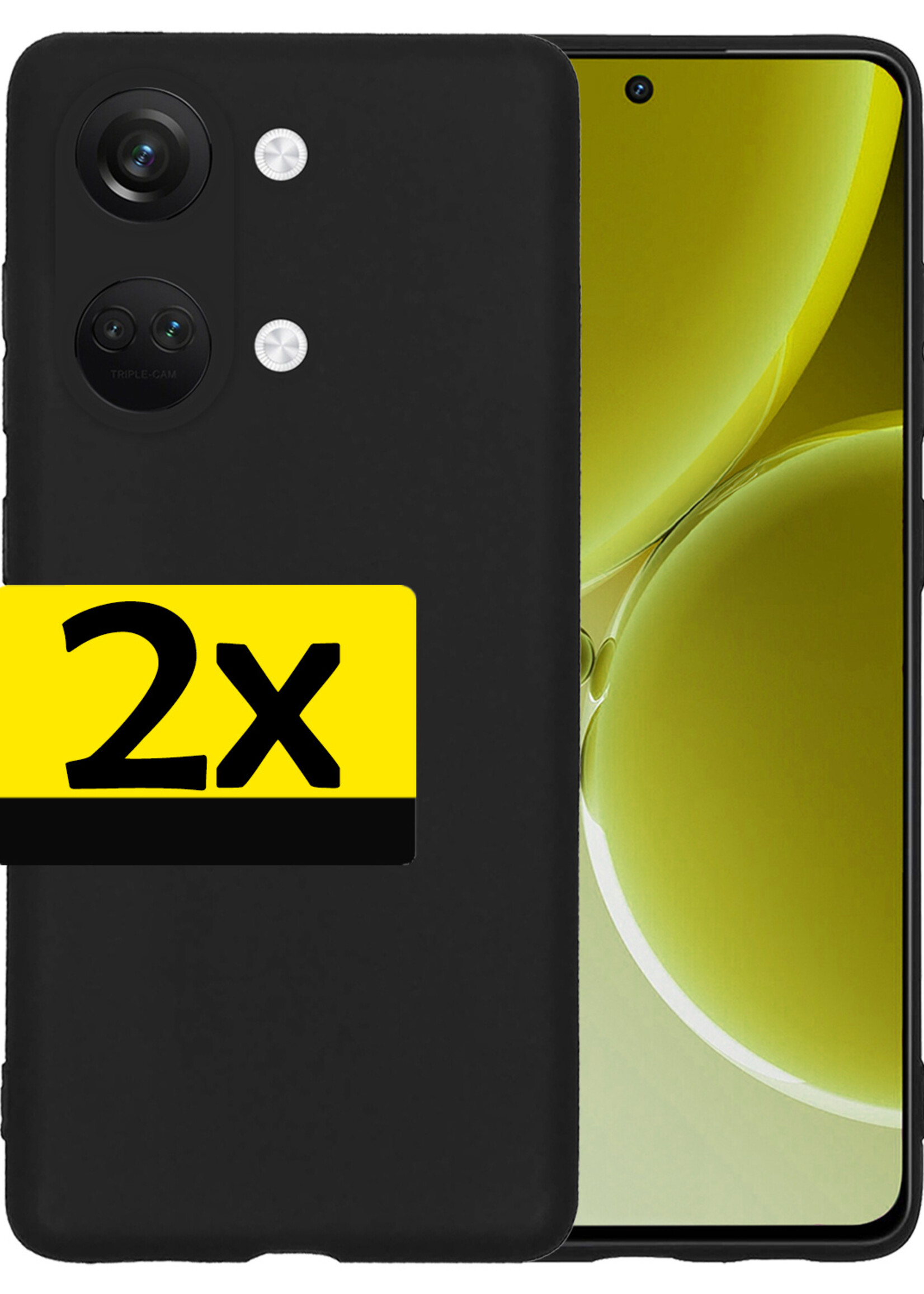 LUQ Hoesje Geschikt voor OnePlus Nord 3 Hoesje Siliconen Case - Hoes Geschikt voor OnePlus Nord 3 Hoes Siliconen - Zwart - 2 Stuks