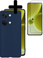 LUQ LUQ OnePlus Nord 3 Hoesje Siliconen Met Screenprotector  - Donkerblauw