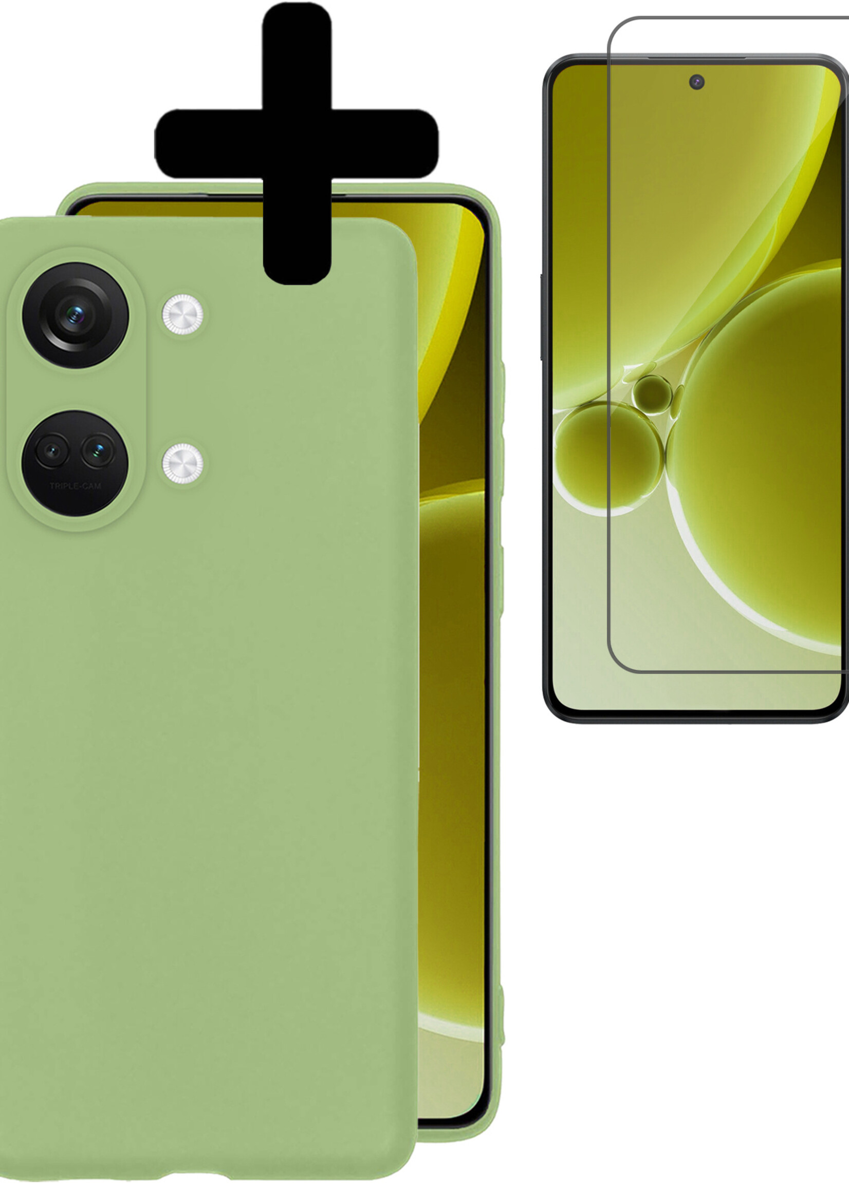 LUQ Hoesje Geschikt voor OnePlus Nord 3 Hoesje Siliconen Case Met Screenprotector - Hoes Geschikt voor OnePlus Nord 3 Hoes Siliconen - Groen