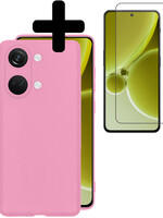 LUQ LUQ OnePlus Nord 3 Hoesje Siliconen Met Screenprotector  - Lichtroze