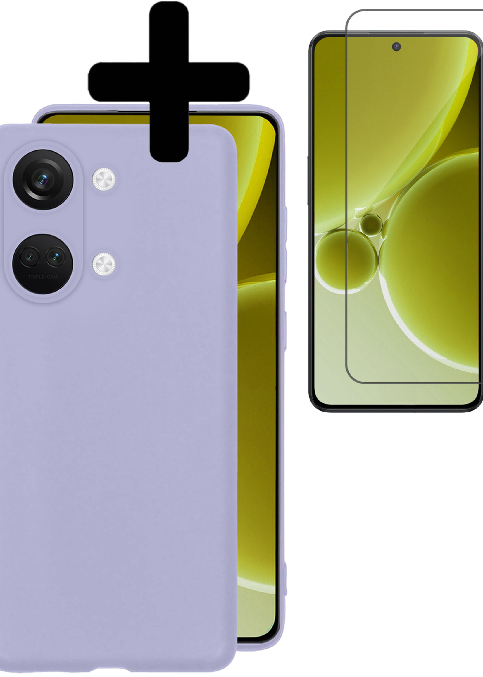 LUQ Hoesje Geschikt voor OnePlus Nord 3 Hoesje Siliconen Case Met Screenprotector - Hoes Geschikt voor OnePlus Nord 3 Hoes Siliconen - Lila
