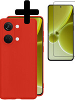 LUQ LUQ OnePlus Nord 3 Hoesje Siliconen Met Screenprotector  - Rood