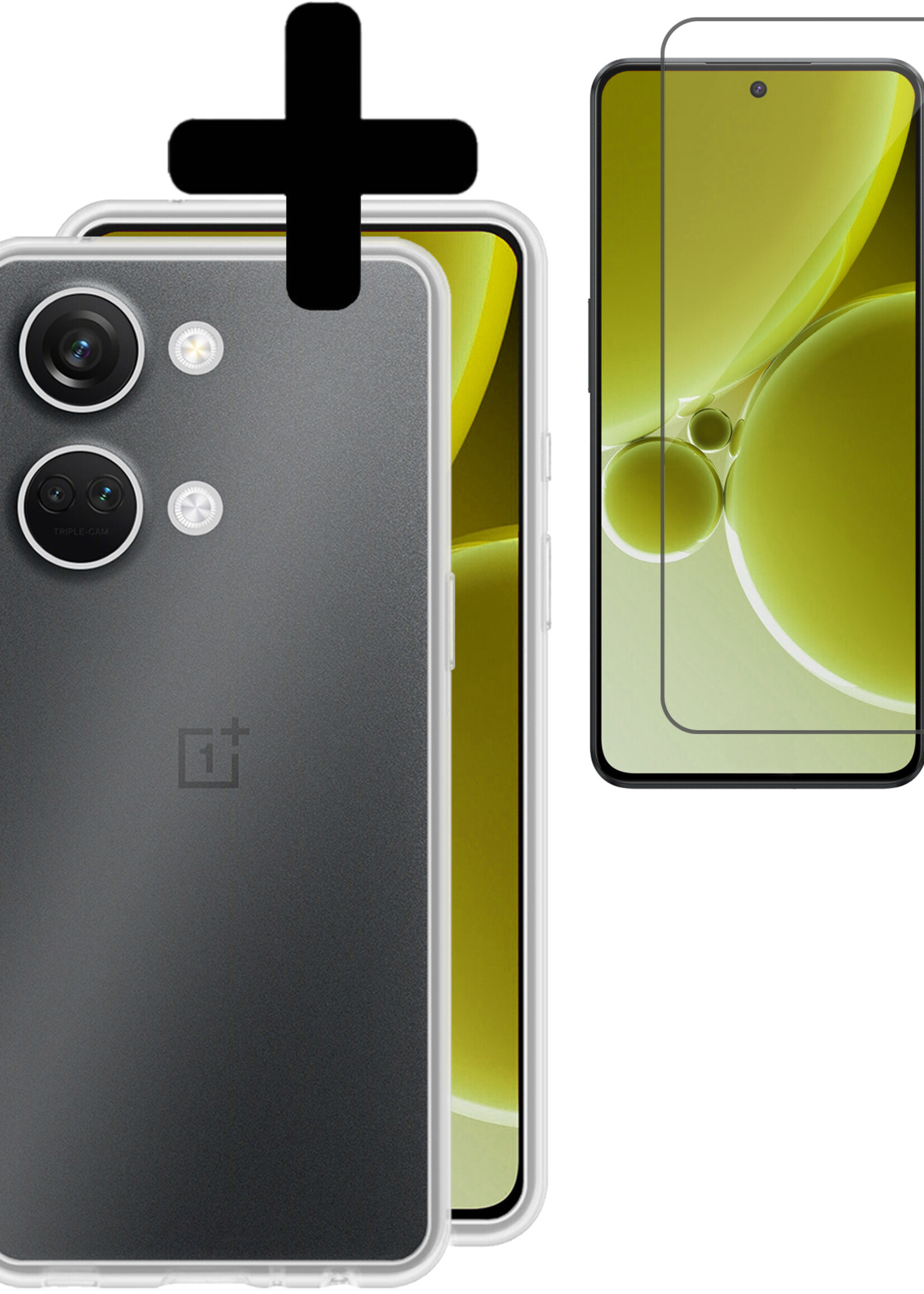 LUQ Hoesje Geschikt voor OnePlus Nord 3 Hoesje Siliconen Case Met Screenprotector - Hoes Geschikt voor OnePlus Nord 3 Hoes Siliconen - Transparant