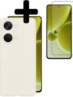 LUQ LUQ OnePlus Nord 3 Hoesje Siliconen Met Screenprotector  - Wit
