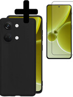 LUQ LUQ OnePlus Nord 3 Hoesje Siliconen Met Screenprotector  - Zwart