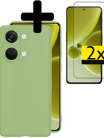 LUQ LUQ OnePlus Nord 3 Hoesje Siliconen Met 2x Screenprotector  - Groen