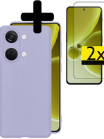 LUQ LUQ OnePlus Nord 3 Hoesje Siliconen Met 2x Screenprotector  - Lila