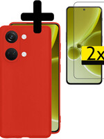 LUQ LUQ OnePlus Nord 3 Hoesje Siliconen Met 2x Screenprotector  - Rood