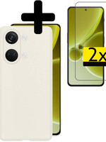 LUQ LUQ OnePlus Nord 3 Hoesje Siliconen Met 2x Screenprotector  - Wit