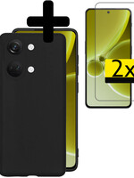 LUQ LUQ OnePlus Nord 3 Hoesje Siliconen Met 2x Screenprotector  - Zwart