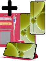 LUQ LUQ OnePlus Nord 3 Hoesje Bookcase Met Screenprotector - Donkerroze