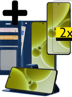 LUQ LUQ OnePlus Nord 3 Hoesje Bookcase Met 2x Screenprotector - Donkerblauw