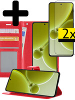LUQ LUQ OnePlus Nord 3 Hoesje Bookcase Met 2x Screenprotector - Rood