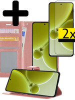 LUQ LUQ OnePlus Nord 3 Hoesje Bookcase Met 2x Screenprotector - Rose Goud