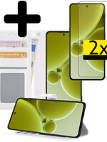 LUQ LUQ OnePlus Nord 3 Hoesje Bookcase Met 2x Screenprotector - Wit
