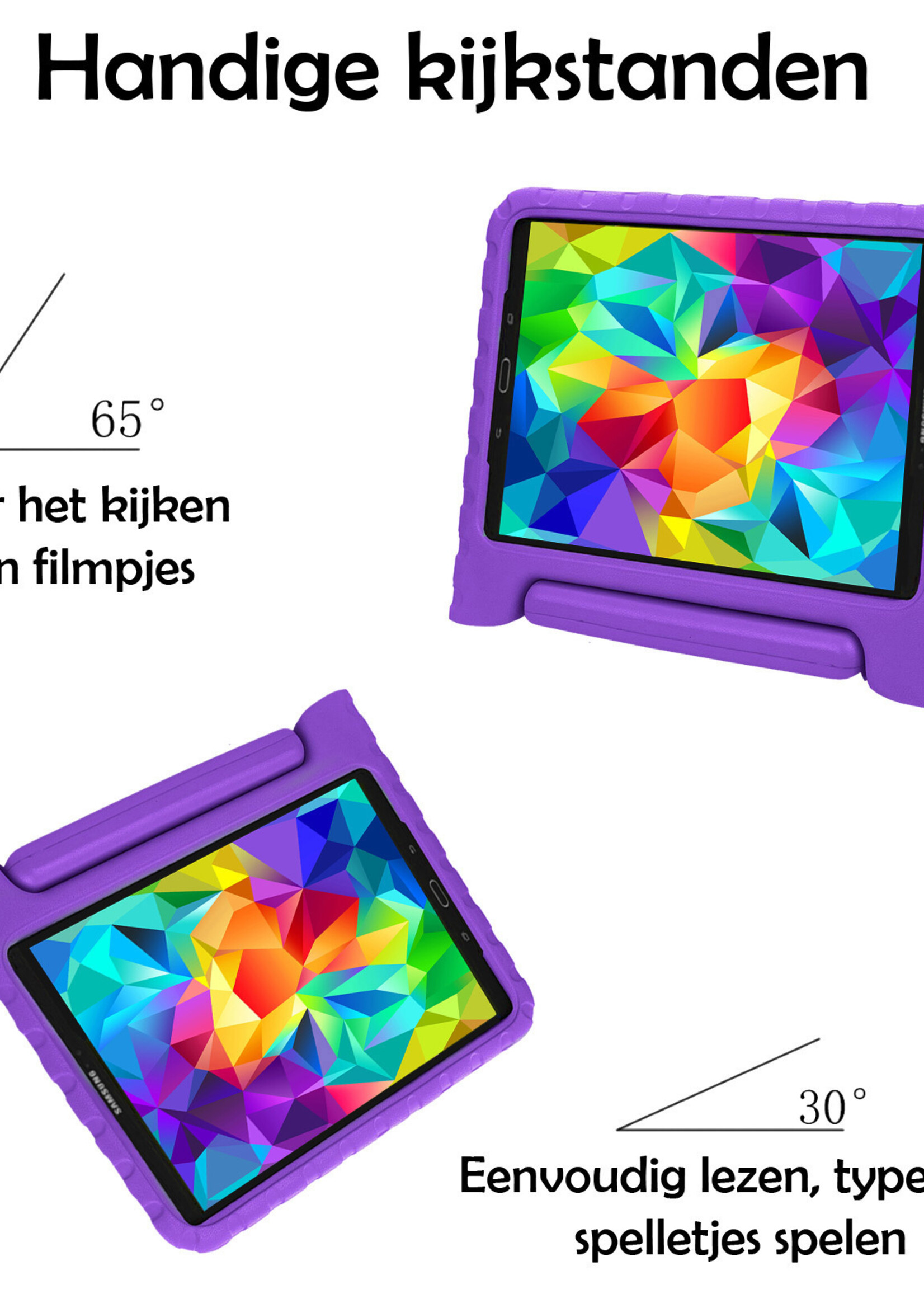 LUQ Hoes Geschikt voor Samsung Galaxy Tab A 10.1 2019 Hoes Kinder Hoesje Kids Case Kinderhoes Shockproof - Hoesje Geschikt voor Samsung Tab A 10.1 2019 Hoesje Kidscase - Paars