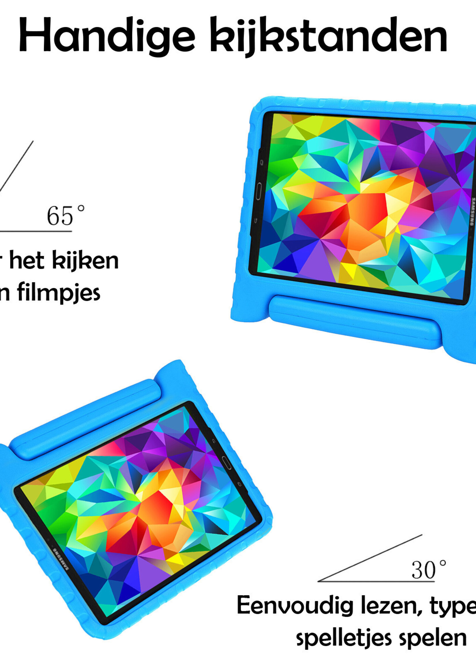 LUQ Hoes Geschikt voor Samsung Galaxy Tab A 10.1 2019 Hoes Kinder Hoesje Kids Case Kinderhoes Shockproof Met Screenprotector - Hoesje Geschikt voor Samsung Tab A 10.1 2019 Hoesje Kidscase - Blauw