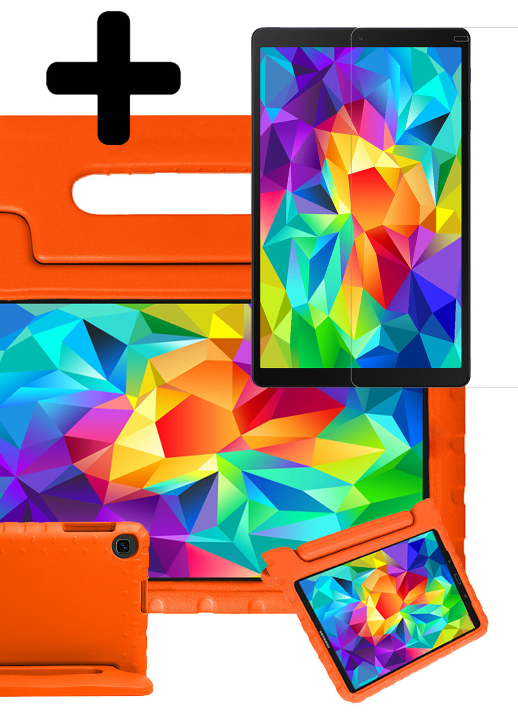 LUQ Hoes Geschikt voor Samsung Galaxy Tab A 10.1 2019 Hoes Kinder Hoesje Kids Case Kinderhoes Shockproof Met Screenprotector - Hoesje Geschikt voor Samsung Tab A 10.1 2019 Hoesje Kidscase - Oranje