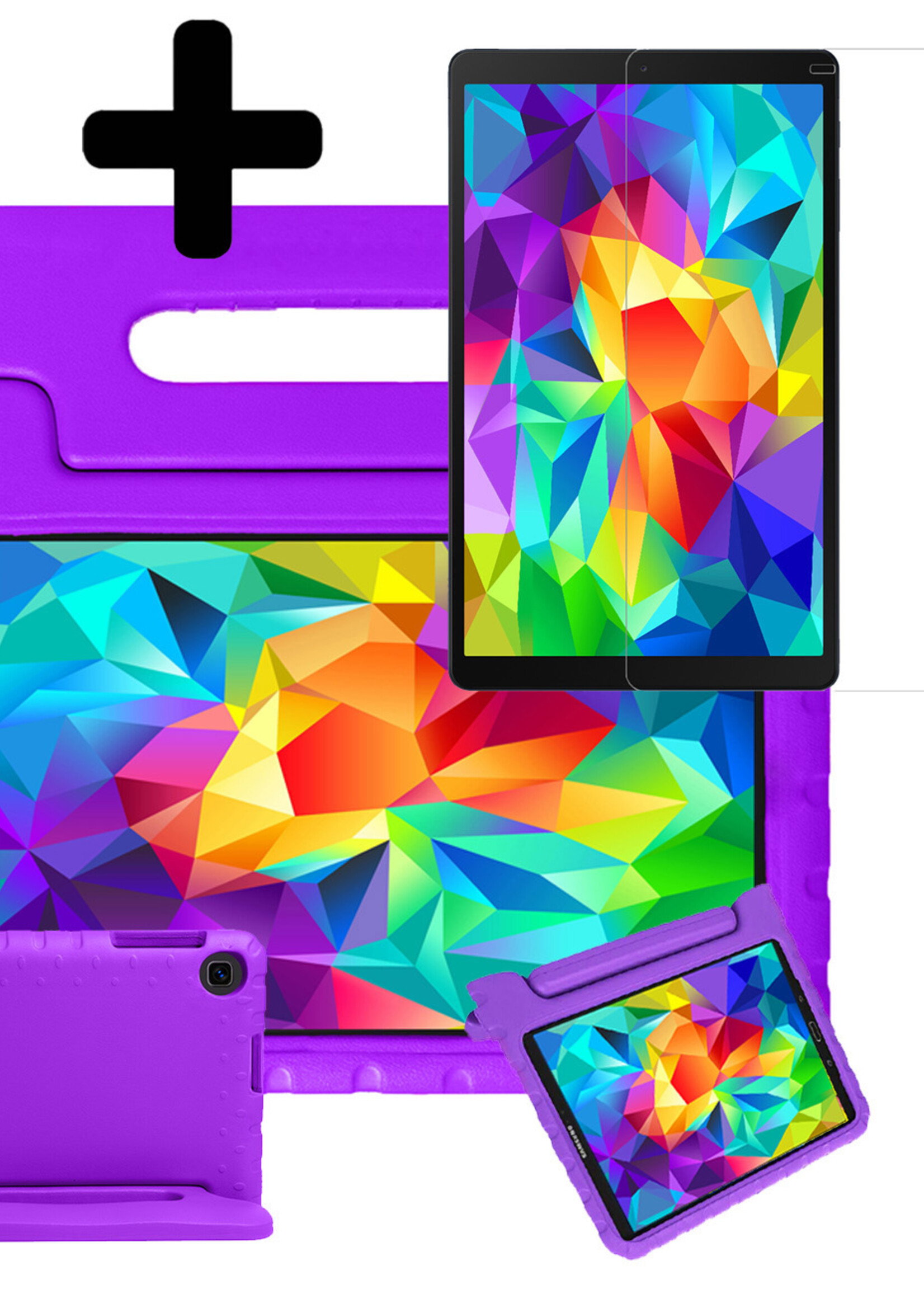 LUQ Hoes Geschikt voor Samsung Galaxy Tab A 10.1 2019 Hoes Kinder Hoesje Kids Case Kinderhoes Shockproof Met Screenprotector - Hoesje Geschikt voor Samsung Tab A 10.1 2019 Hoesje Kidscase - Paars