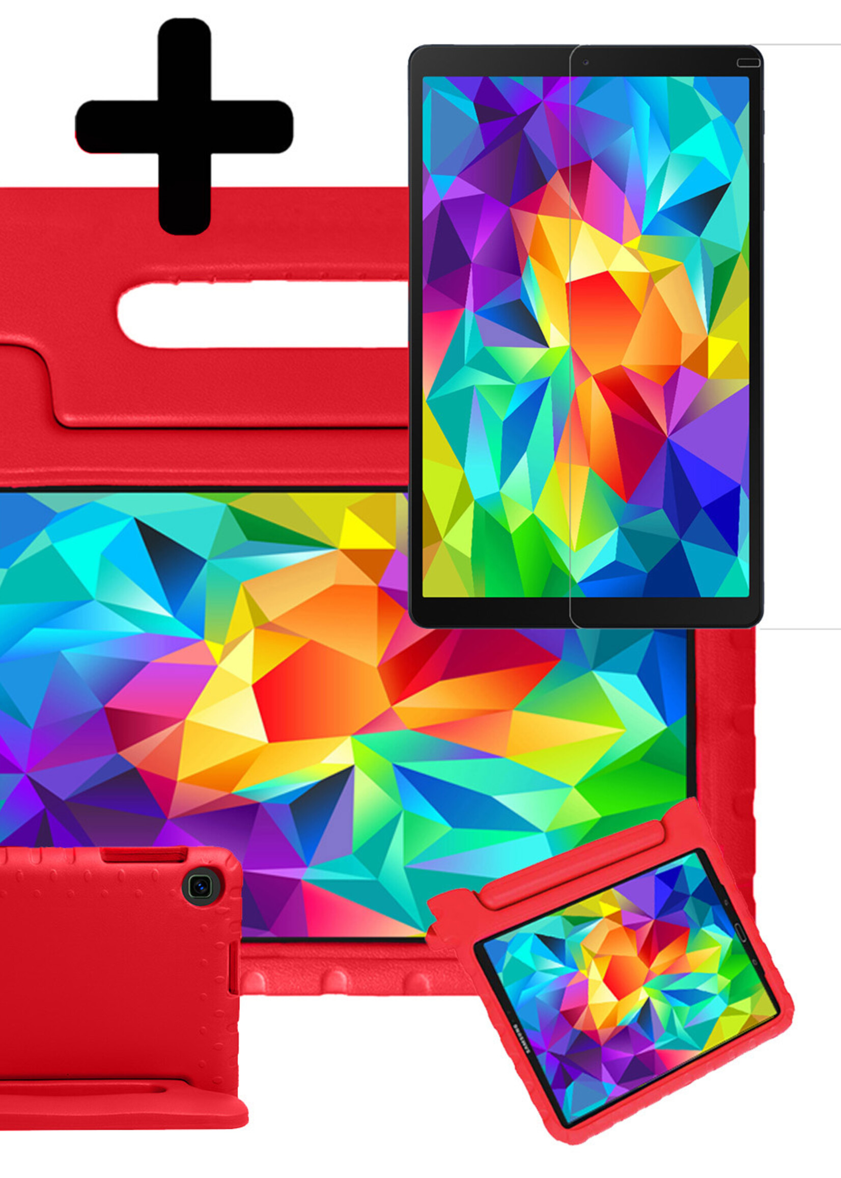 LUQ Hoes Geschikt voor Samsung Galaxy Tab A 10.1 2019 Hoes Kinder Hoesje Kids Case Kinderhoes Shockproof Met Screenprotector - Hoesje Geschikt voor Samsung Tab A 10.1 2019 Hoesje Kidscase - Rood