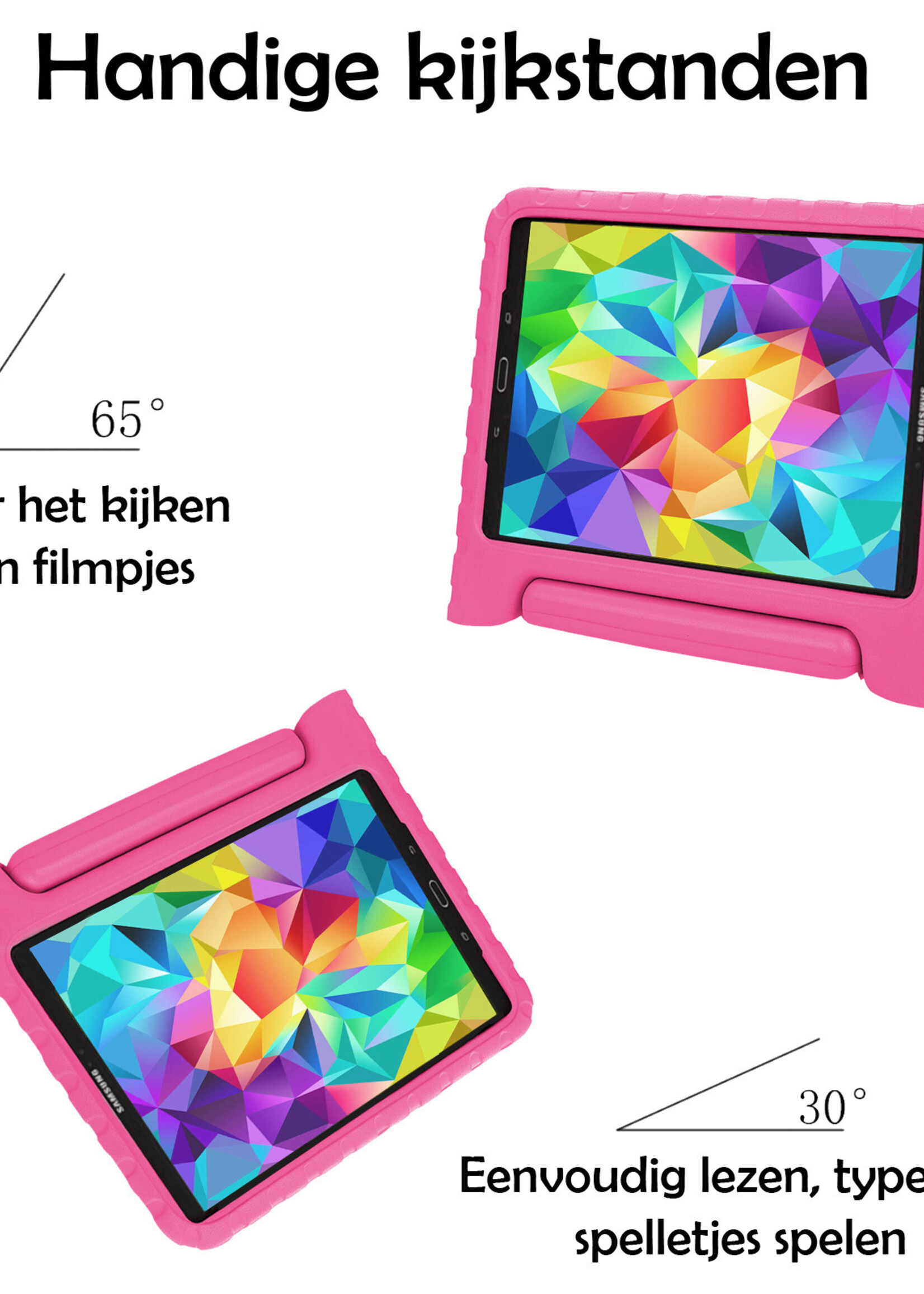 LUQ Hoes Geschikt voor Samsung Galaxy Tab A 10.1 2019 Hoes Kinder Hoesje Kids Case Kinderhoes Shockproof Met Screenprotector - Hoesje Geschikt voor Samsung Tab A 10.1 2019 Hoesje Kidscase - Roze