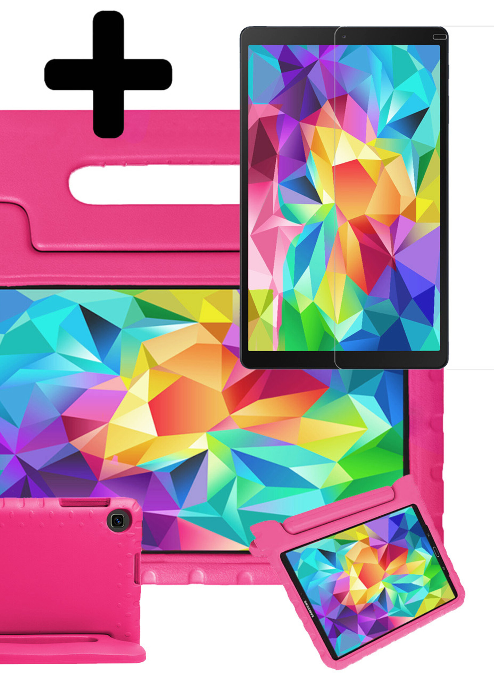 LUQ Hoes Geschikt voor Samsung Galaxy Tab A 10.1 2019 Hoes Kinder Hoesje Kids Case Kinderhoes Shockproof Met Screenprotector - Hoesje Geschikt voor Samsung Tab A 10.1 2019 Hoesje Kidscase - Roze