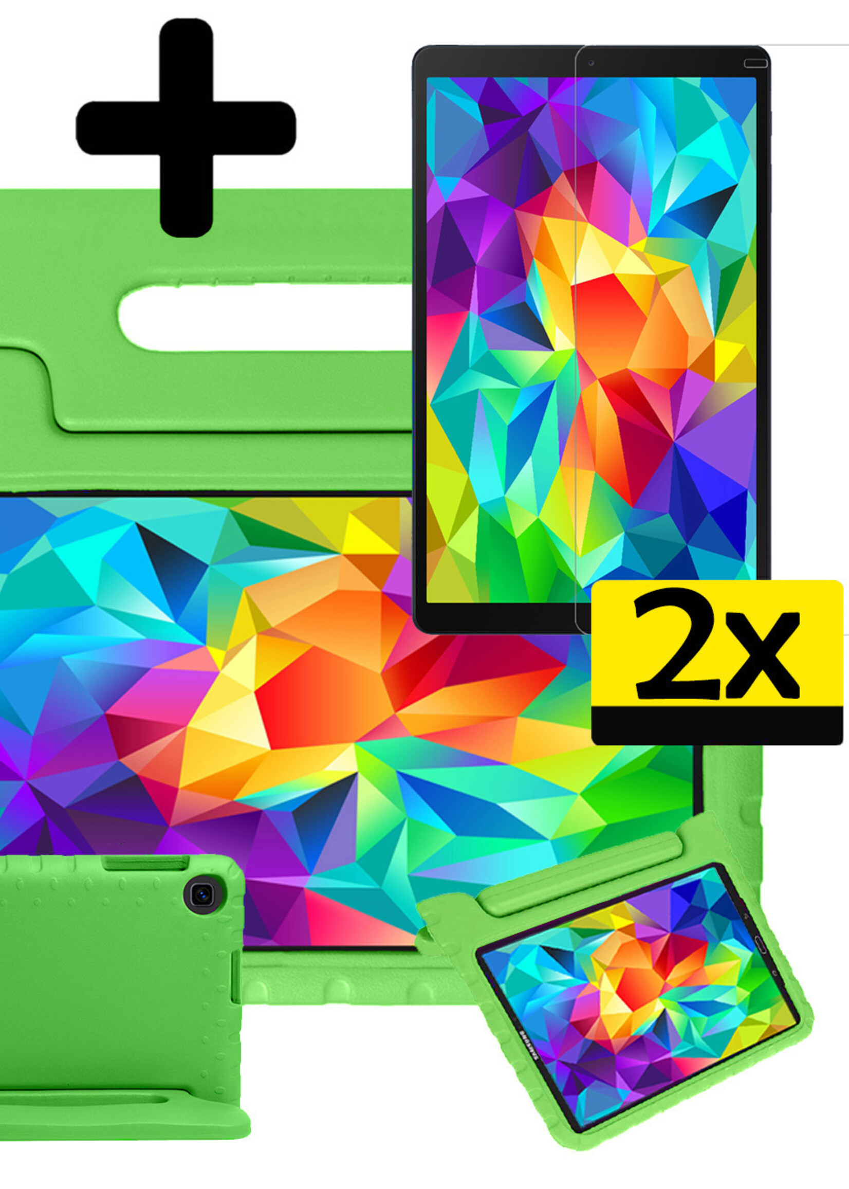 LUQ Hoes Geschikt voor Samsung Galaxy Tab A 10.1 2019 Hoes Kinder Hoesje Kids Case Kinderhoes Shockproof Met 2x Screenprotector - Hoesje Geschikt voor Samsung Tab A 10.1 2019 Hoesje Kidscase - Groen